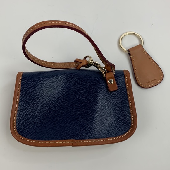 Dooney & Bourke Wristlet and Keychain Set Navy blue & Gold - Picture 2 of 10